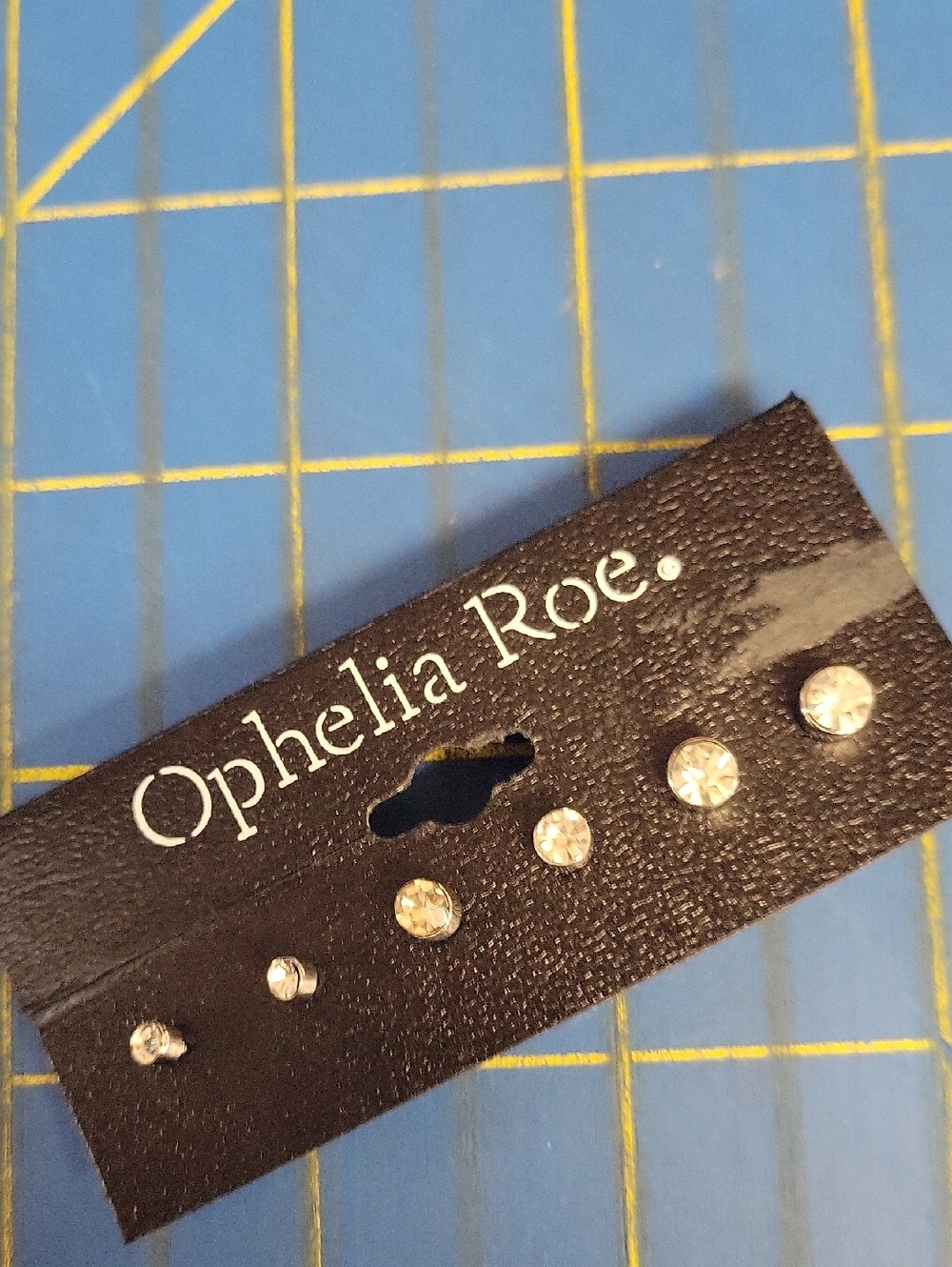 Ophelia Roe Clear Crystal Stud Earring Set of 3 Pair NWT